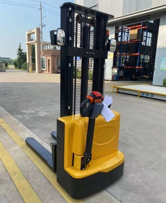 1500kg 3000mm Full Electric Walkie Stacker With Reverse Rearview Mirror And Buzzing Sound