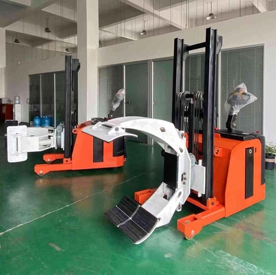 1.5 Ton 4000mm Full Electric Stacker With Adjustable Clamp For Handling Paper Drums Or Cloth Rolls