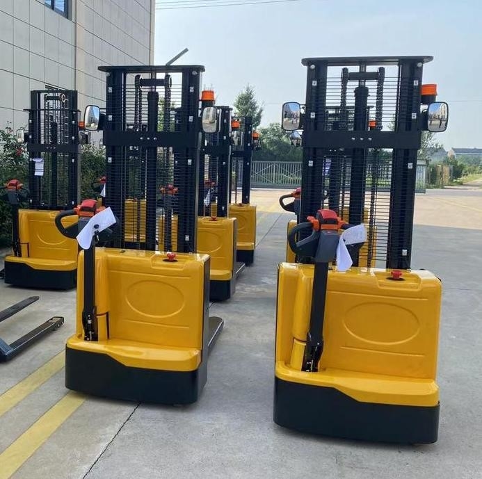 1500kg 3000mm Full Electric Walkie Stacker With Reverse Rearview Mirror And Buzzing Sound