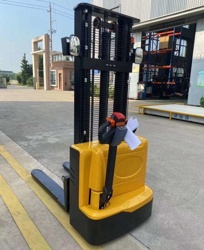 1500kg 3000mm Full Electric Walkie Stacker With Reverse Rearview Mirror And Buzzing Sound