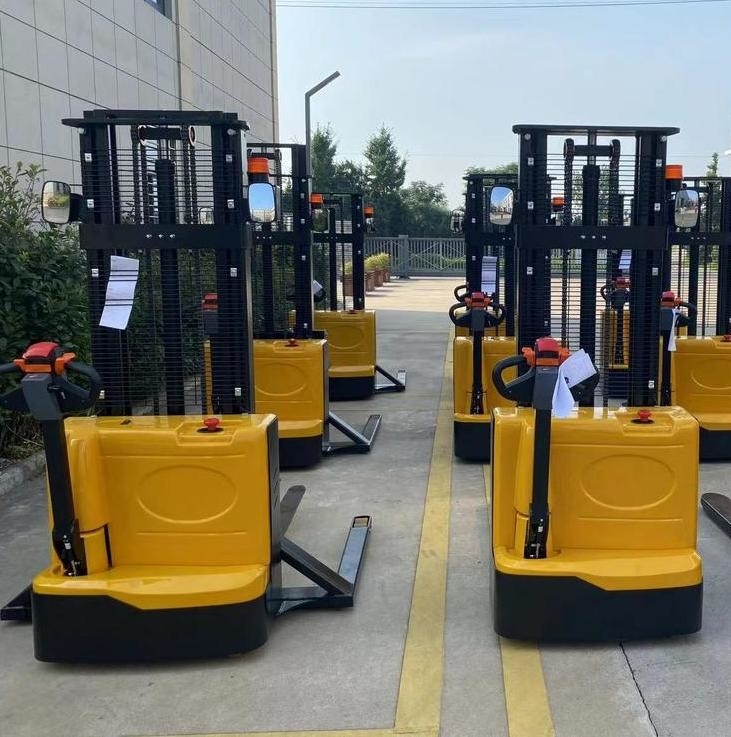 1500kg 3000mm Full Electric Walkie Stacker With Reverse Rearview Mirror And Buzzing Sound
