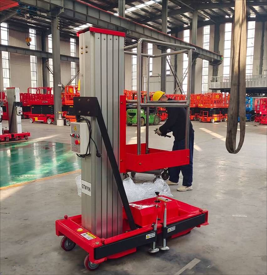 26.65 Ft 286 Lb Aluminum Alloy Single Mast Aerial Work Lifting Platform Mobile Lift Platform