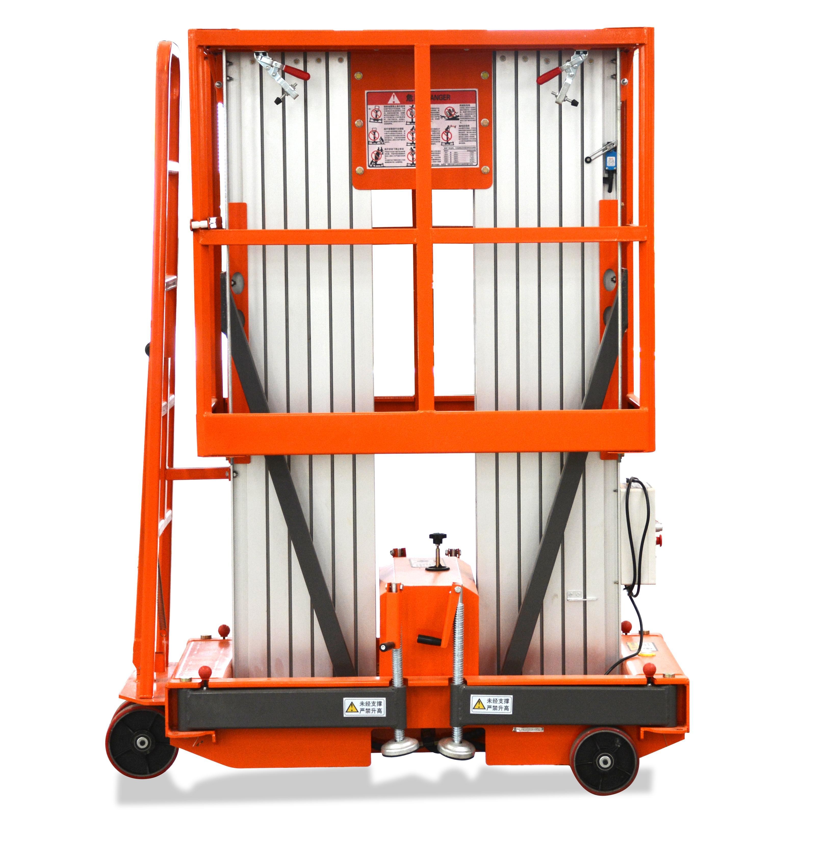 7.8m Working Height Double Mast Man Lifter With 24V/30A Battery Capacity