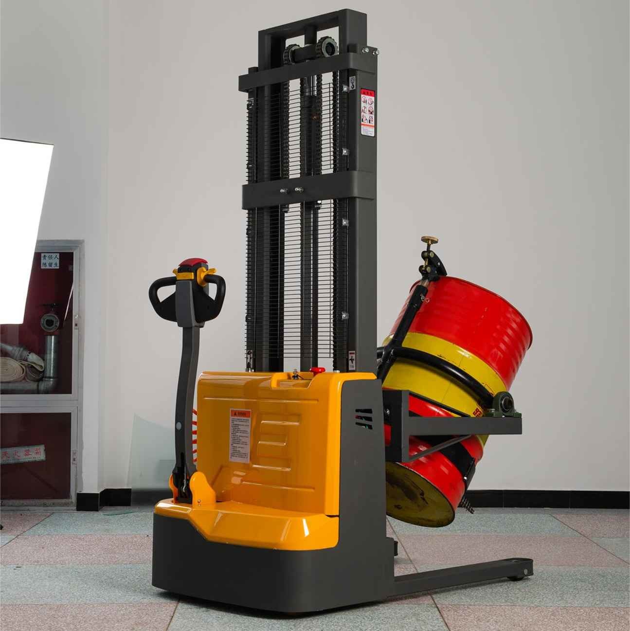 CE Certificated 350kg 500kg 3000mm Full Electric Drum Stacker Electric Oil Drum Lifter For Chemical Industry